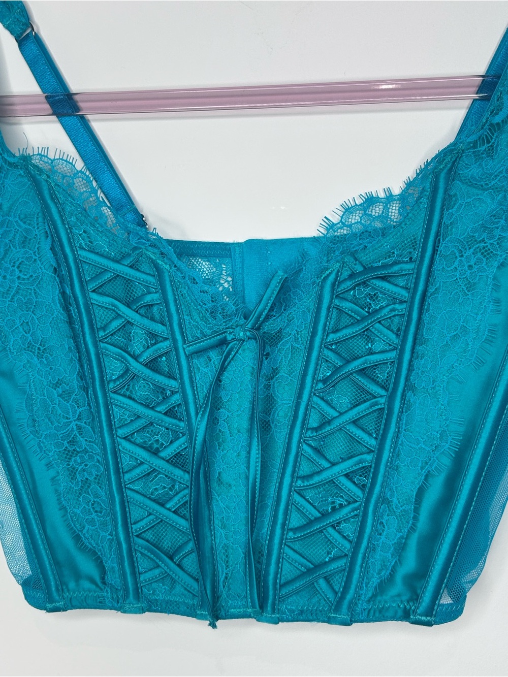 Victoria’s Secret Dream Angels Unlined Lace-Up Corset Top Teal XS NWT - Picture 2 of 6